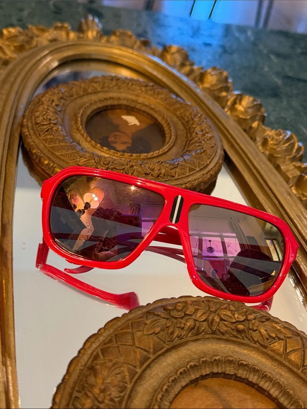 😎Very Cool ~ Target ~ Kids Red Frame Sunglasses with Pink/Reflective Lenses